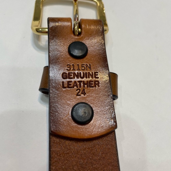 Boys Brown Leather Belt with Gold Buckle. Western.3D. Used. Size 24. Horses. - Picture 6 of 8